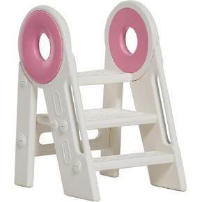 Step Stool for Kids Toddler, Adjustable 3 Folding, Learning Helper Stool for Bathroom Sink Toilet Potty Kitchen Counter with Handles and Non-Slip Pads(Blue) in Kuwait