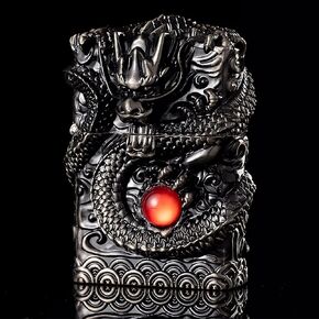 Dragon Lighter Premium Kerosene Soft Flame Lighter with Adjustable Flame, Refillable, Windproof and Pocket Size for Outdoor Camping, Travel, and Household Use (Black)