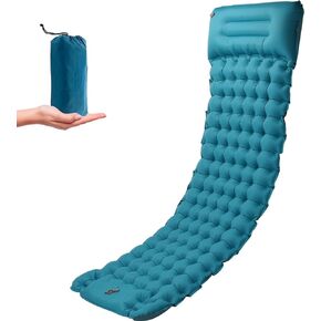 Camping Sleeping Pad, 4 Inch Inflatable Air Mattress Camping with Pillow Carry Bag, Backpacking Sleeping Mat Built-in Foot Pump Waterproof Sleeping Pad for Hiking,Camping, Traveling (Navy Blue)