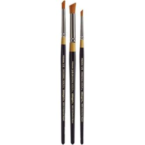 KINGART B-073 Premium 3 pc. Original Gold 9850 Series Deerfoot Stippler Brush Set, Synthetic Golden Taklon for Acrylic, Oil, Watercolor Paint, Short Handle, 3 Brushes Sizes: 1/8", 1/4", 3/8"