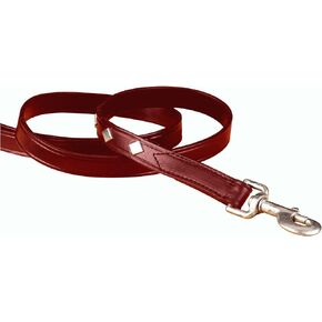 Hamilton 1" x 6' Black Leather Dog Lead with Diamond Pattern