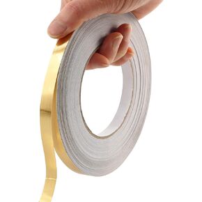 Peel and Stick Gold Metalized Polyester Mylar Film Craft Tape, Self-Adhesive Wall Molding Trim with Vibrant Mirror-Like Finish for DIY Projects Decorative Graphic Arts, 55yds x 0.4in