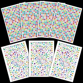 BELLEBOOST 7 Sheets of Self Adhesive Gem Stickers 3-10mm Rainbow Rhinestone Sticky Jewels Crystal Face Gems Stick on, for Makeup Eyes Face Hair Body Nails, Crafts and DIY Decorations