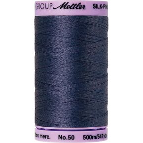 Mettler 9104.1365000000005 Silk Finish Cotton Thread 50wt 547yd-True, 547 yd/500m, True Navy