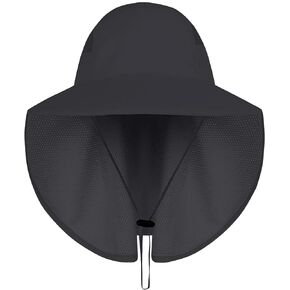 UPF 50+ Sun Protection Hat for Men and Women, Wide Brim Outdoor Beach Fishing Cap with Neck Flap, Breathable Mesh, Windproof