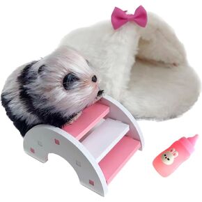 5 Inches Silicone Piglet, Soft Mini Realistic Silicone Animal, Gift Box with Silicone Piglet Accessories, Kids Lifelike Reborn Doll（Dora）