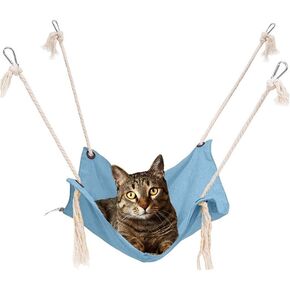 Cat Hammock, Breathable Pet Cage Hammock, Cat Hanging Bed with Metal Carabiners and Tassels, Cat Hanging Hammock for Cage, Hammocks for Kittens, Rabbits, Small Dogs (Khaki)