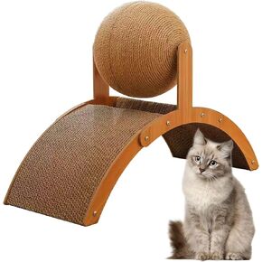 Cat Scratcher Toy, Natural Sisal Cat Scratching Board with Ball, Cardboard Cats Scratching Interactive Solid Wood Durable Scratch for Indoor Kitties Wear-Resistant Furniture Supplies, Pet Toy in Kuwait