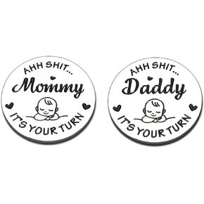 Fathers Day for New Dad Expecting Dad Funny Baby Gift New Dad Mom Decision Coin Gifts for Dad Mom to be, Pregnancy Gifts for First Time Moms Dads Daddy Mummy, Baby Shower Announcement Double-Sided