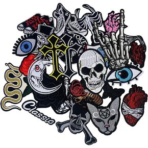 26Pcs Dark Rock Band Embroidery Patches DIY Motif Iron On Or Sew On Patches Appliques for Jeans Jackets Clothes Backpacks