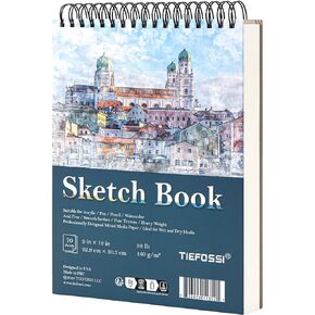 TIEFOSS Sketch Book 9×12 in, Art Supplies for Girls Ages 8-12, 160 GSM Drawing Paper Pad, Top Bound Spiral Sketchbook, Artistic Drawing Painting Sketching Pad, Gift Women Men Artists, Design in USA