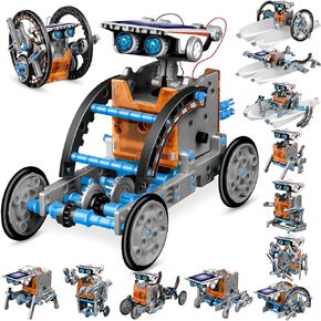 Dioju 13-in-1 Solar Robot Kit Toys for 8 9 10 11 12 Year Old Boys, STEM Projects for Kids Ages 8-12, Building Science Toys Set, Solar Powered Robotics Kit, Kids Birthday Gifts for Boys Girls (Gray)