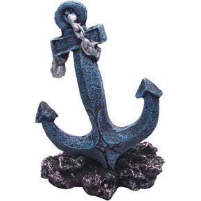 Saim Aquarium Boat Anchor Decoration, Simulation Resin Hide Boat Anchor Fish Tank Decoration for Home Garden Desktop Aquarium Landscape Decor