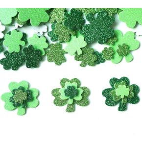 80PCS St. Patrick's Day Shamrock Foam Stickers Glitter Green Lucky Clover Foam Stickers for Kids Self-Adhesive Craft Stickers for St. Patrick's Day Irish Party Favors DIY Crafts Decorations (3 Sizes)