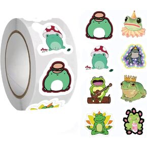 Frog Stickers for Kids 500pcs Cute Animals Birthday Party Supplies Decorations Party Favor Supply Roll Sticker Reward Gifts Goody Bag Decoration Water Bottle Skateboard Laptop Luggage Stickers Decals