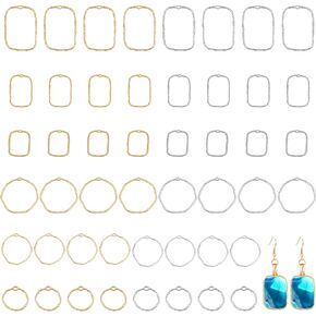 CHGCRAFT 48Pcs 12 Styles Alloy Open Back Bezel Pendants Geometric Hollow Frame Pendants Rectangle Ring Charms for DIY UV Resin Epoxy Resin Pressed Flower Jewelry Making