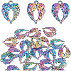 Alloy Cross Angel Wings Moon Flower Charms Pendant Rainbow Color Charms for Bracelet Necklace Earrings Jewelry Making DIY Craft Supplies