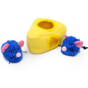 ZippyClaws Burrow - Interactive Plush Cat Puzzle Toy with Catnip Miniz, Perfect for Mental Stimulation, Hide-and-Seek Games, and Hours of Fun for Kittens and Cats - Mice 'n Cheese