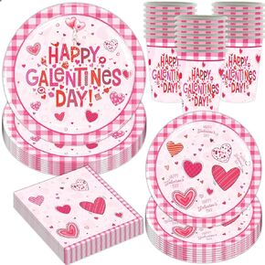 مستلزمات يوم جالنتين 2024، أدوات مائدة يوم جالنتين، أطباق مناديل، أكواب لتزيين حفلات عيد جالنتينا (20 ضيفًا) in Kuwait
