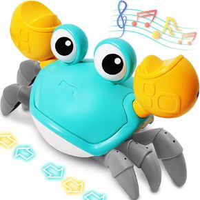 Pbooo Crawling Crab Baby Toy, Interactive Walking Dancing Moving Crab Toy (Infrared Sensing) 3-6 6-12 Months, Toddler Learning Tummy Time Crab, Infant Music Sensory Birthday Gifts-Green-1