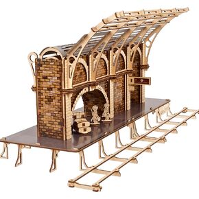 UGEARS Harry Potter Platform 9 ¾ 3D Puzzle - Wooden Model Kits for Adults To Build - Mechanical Wooden Model Kit - Compatible with Ugears Hogwarts Express Train - 3D Wooden Puzzle includes 2 Figurines