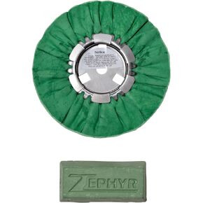 Zephyr Products AWG58-8WB Green 8" Hall Airway Buffing Wheel with 1 LB Green Bar Medium/Lite Cut, 1 Pack