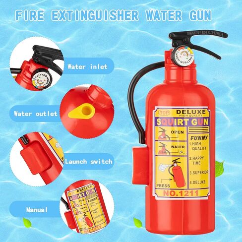 50 Pcs 4 Inch Fire Extinguisher Squirt Toys Realistic Firefighter Toys Fun Fireman Squirters for Party Favors Summer Gift Swimming Pool Beach Outdoor Cosplay Props Boys Girls in Saudi Arabia