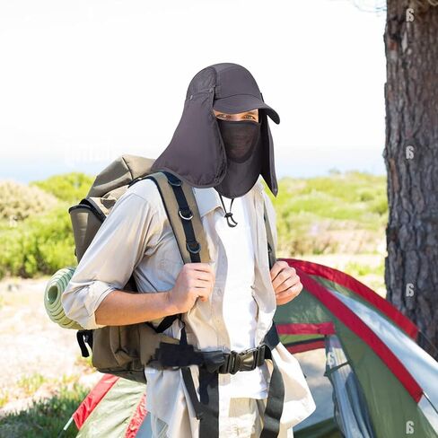 قبعة صيد بعامل حماية من الأشعة فوق البنفسجية 50+ زوجان من أكمام الذراع للرجال والنساء، قبعات للمشي لمسافات طويلة للحماية من أشعة الشمس فوق البنفسجية في الهواء الطلق، قبعة سفاري ذات حافة واسعة قابلة للإزالة للوجه والرقبة باللون الرمادي in Kuwait