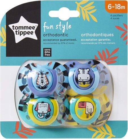 لهايات تومي تيبي المرحة، تصميم متماثل، لهايات سيليكون خالية من مادة BPA، من 6 إلى 18 شهرًا، عدد 4 in Kuwait