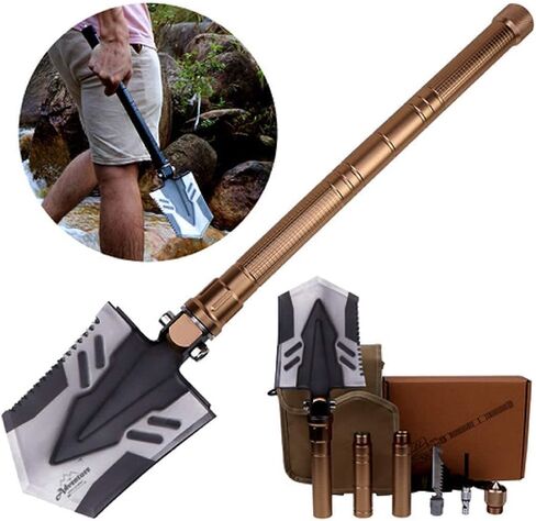 Folding Shovel Multitool, 25 inch Tactical Shovel for Camping, Stocking Stuffer, Emergency, Hiking, Fishing, Backcountry, Off-Roading, Outdoor Survival, Mining, Prospecting, Adventure Supply Co. in Saudi Arabia