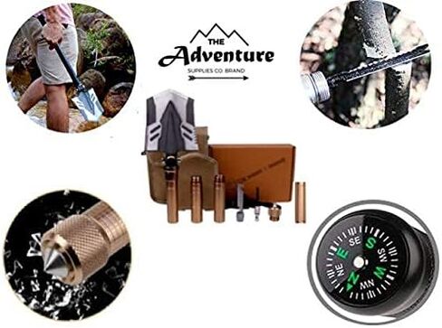 Folding Shovel Multitool, 25 inch Tactical Shovel for Camping, Stocking Stuffer, Emergency, Hiking, Fishing, Backcountry, Off-Roading, Outdoor Survival, Mining, Prospecting, Adventure Supply Co. in Saudi Arabia