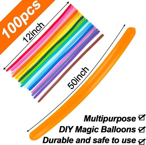 FUTUREPLUSX 100PCS 260 Balloons, Multicolor Animal Balloons Long Skinny Twisting Magic Latex Balloons for Balloon Arch Animal Shape Modeling Carnivals Wedding Birthday Party Decorations in Saudi Arabia