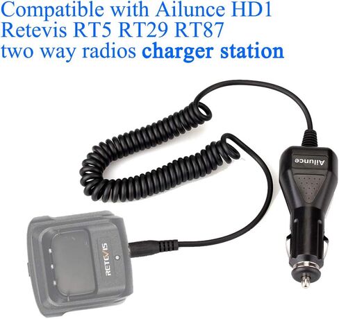 Ailunce HD1 Radio Car Charger 12V-24V Long Cable with LED Light Compatible with Ailunce HD1 Retevis RT5 RT29 RT87 RB23 Walkie Talkies Charger Station (1 Pack) in Saudi Arabia