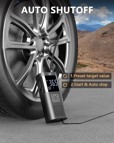 منفاخ الإطارات المحمول من سيرفوماستر، منفاخ الإطارات اللاسلكي مع مقياس - ملحقات السيارة الأساسية للرجال، مضخة هواء الإطارات 150 رطل لكل بوصة 12 فولت تيار مستمر مع ضوء LED للسيارة والدراجات النارية وكرة الدراجة in Kuwait