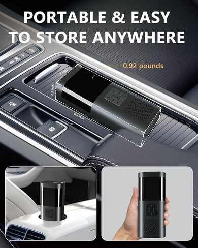 منفاخ الإطارات المحمول من سيرفوماستر، منفاخ الإطارات اللاسلكي مع مقياس - ملحقات السيارة الأساسية للرجال، مضخة هواء الإطارات 150 رطل لكل بوصة 12 فولت تيار مستمر مع ضوء LED للسيارة والدراجات النارية وكرة الدراجة in Kuwait