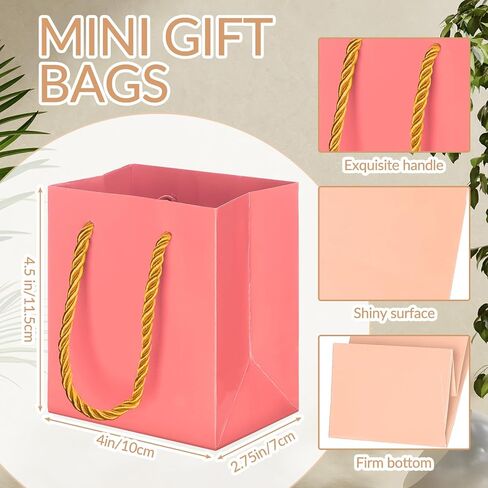 Harloon 60 Pcs Mini Paper Gift Bags Bulk Rainbow Assorted Color Tiny Gift Bags with Handles Colored Mothers Day Goodie Bags Wrap Totes for Wedding Birthday Favors 4 x 2.75 x 4.5 Inch (Macaron Colors) in Saudi Arabia
