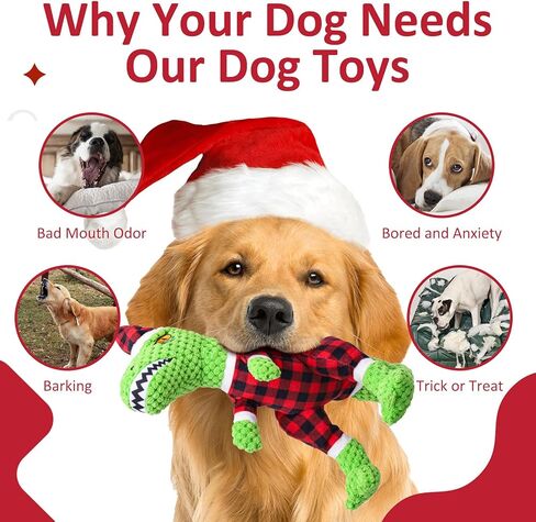 ألعاب الكلب لعيد الميلاد من Askshy/ألعاب الجراء/ألعاب الكلاب للكلاب الكبيرة/ألعاب التسنين للكلاب/ألعاب الكلاب التي تصدر صوت صرير/هدية ألعاب عيد الميلاد للكلاب in Kuwait