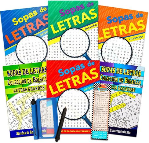 Spanish Word Find Puzzle Books for Adults Seniors -- Set of 6 Word Search Books (Over 390 Puzzles Total) ~ Libros de Búsqueda de Palabras y Crucigramas Para Adultos in Saudi Arabia