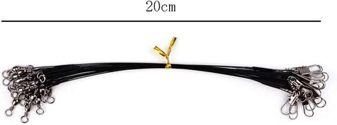 20 Pieces 8 Inch Fishing Wire Leaders Stainless Steel Wire Leaders High Strength Fishing Leaders with Swivels and Snaps, Black in Saudi Arabia