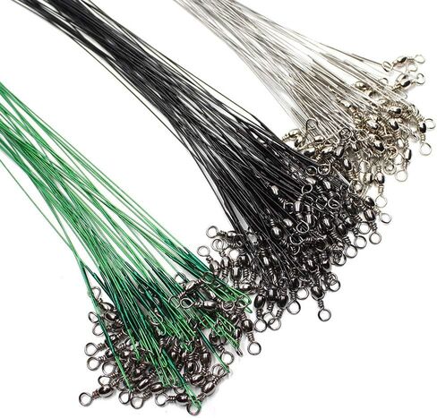 20 Pieces 8 Inch Fishing Wire Leaders Stainless Steel Wire Leaders High Strength Fishing Leaders with Swivels and Snaps, Black in Saudi Arabia