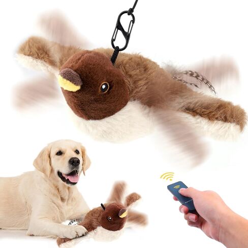 BABORUI Interactive Dog Toys Bird, Flapping Wings Bird Small Dog Toys with Remote Control & Fluffy Plush, Rechargeable Vivid Chirping Squeaky Dog Toys for Small/Medium Dogs Exercise in Saudi Arabia