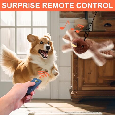 BABORUI Interactive Dog Toys Bird, Flapping Wings Bird Small Dog Toys with Remote Control & Fluffy Plush, Rechargeable Vivid Chirping Squeaky Dog Toys for Small/Medium Dogs Exercise in Saudi Arabia