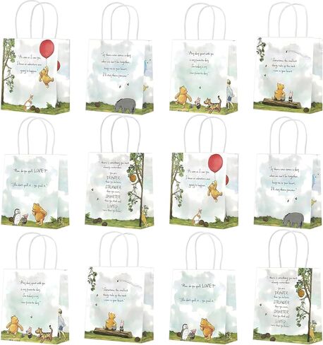 12 قطعة من أكياس الهدايا الكرتونية للحفلات من kasjde، زينة حفلات الرسوم المتحركة، أكياس الحلوى، أكياس الهدايا مع مقابض، أكياس الوجبات الخفيفة، لوازم حفلات أعياد الميلاد للأطفال in Kuwait