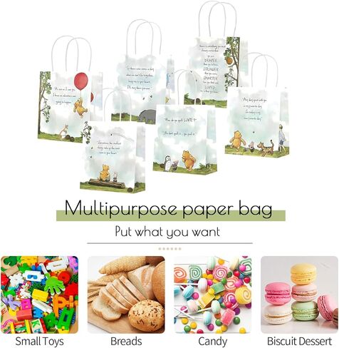12 قطعة من أكياس الهدايا الكرتونية للحفلات من kasjde، زينة حفلات الرسوم المتحركة، أكياس الحلوى، أكياس الهدايا مع مقابض، أكياس الوجبات الخفيفة، لوازم حفلات أعياد الميلاد للأطفال in Kuwait