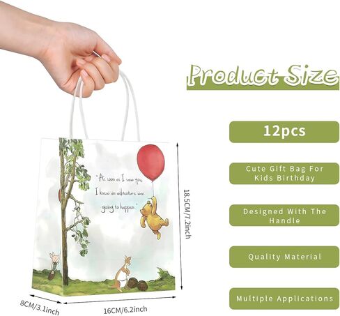 12 قطعة من أكياس الهدايا الكرتونية للحفلات من kasjde، زينة حفلات الرسوم المتحركة، أكياس الحلوى، أكياس الهدايا مع مقابض، أكياس الوجبات الخفيفة، لوازم حفلات أعياد الميلاد للأطفال in Kuwait
