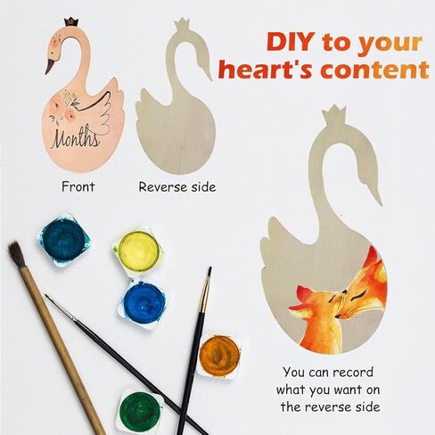 Quaocens 7 PCS Baby Closet Dividers, Swan-Shaped and Flower Pattern Wooden Baby Clothes Dividers for Closet, Marked Newborn To 24 Months Of Different Ages, Can Be Used To Organize The Baby Closet. in Kuwait