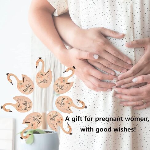 Quaocens 7 PCS Baby Closet Dividers, Swan-Shaped and Flower Pattern Wooden Baby Clothes Dividers for Closet, Marked Newborn To 24 Months Of Different Ages, Can Be Used To Organize The Baby Closet. in Kuwait