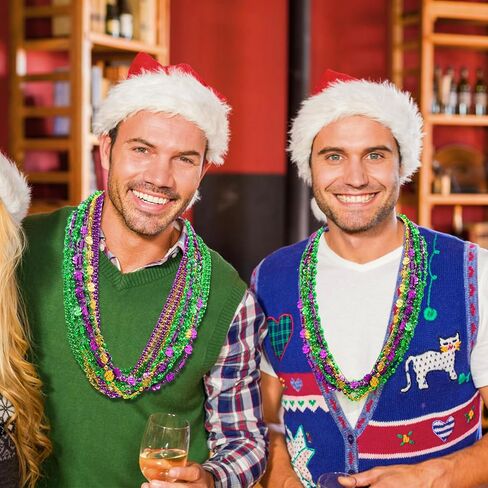 Becfupo 150 قطعة من قلادات ماردي غرا المعدنية المطرزة بكميات كبيرة، قلادات ماردي غرا من الذهب الأخضر الأرجواني بأشكال متعددة لمهرجان ماردي غرا، والعرض، والحفلات التنكرية، والكرنفال in Kuwait