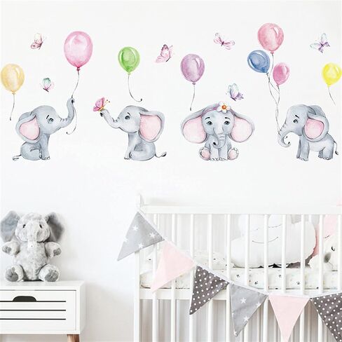 Colorful Cute Cartoon Lovely Animals Clouds Balloons Wall Stickers for Kids Watercolor Removable Wall Decals DIY Decorations for Nursery Baby Boys Girls Bedroom Playroom Living Room Gaming Room in Saudi Arabia