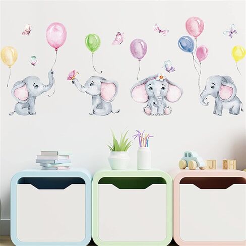 Colorful Cute Cartoon Lovely Animals Clouds Balloons Wall Stickers for Kids Watercolor Removable Wall Decals DIY Decorations for Nursery Baby Boys Girls Bedroom Playroom Living Room Gaming Room in Saudi Arabia